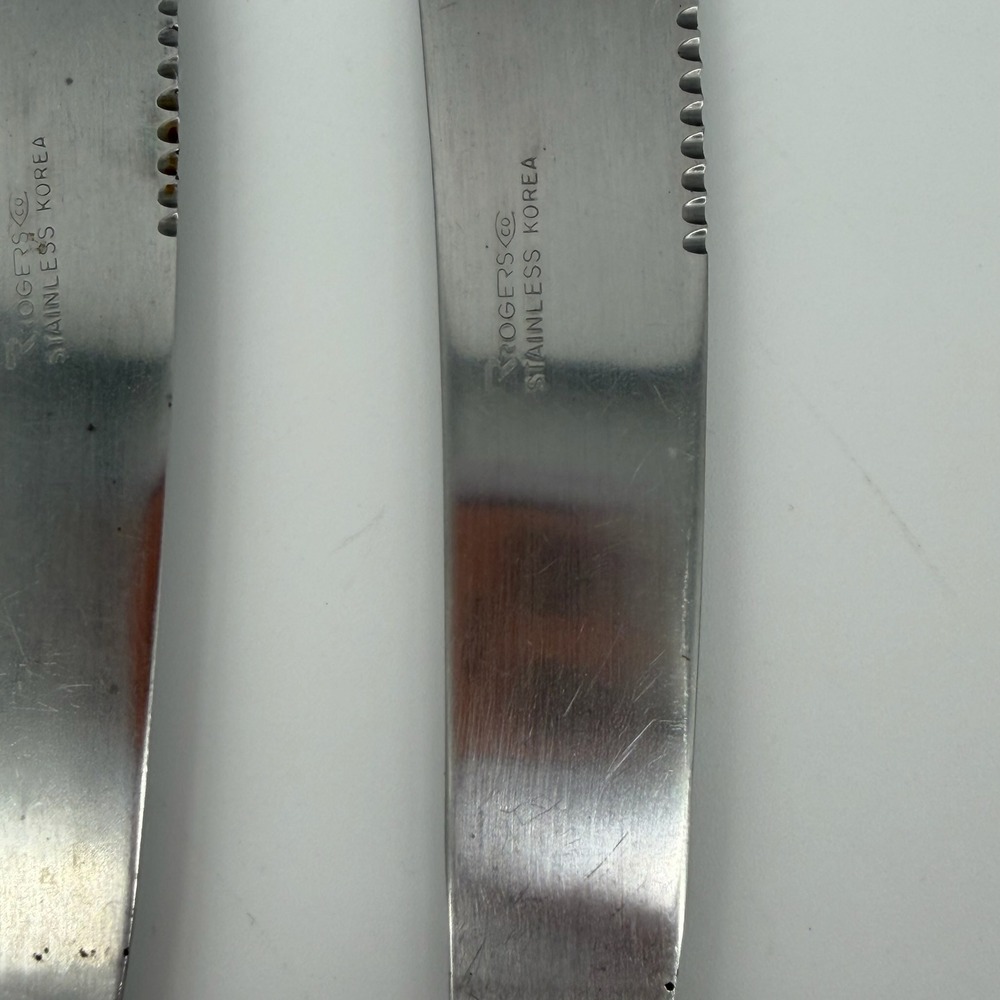 Rogers‎ & Co Stainless Korea Steak Knives Set of 3 Pistol Grip Serrated Silver - Picture 2 of 5